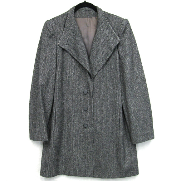 L. Magnin Womens Medium Gray Vintage Wool Coat Nipon Couture 3 Buttons - Picture 1 of 11